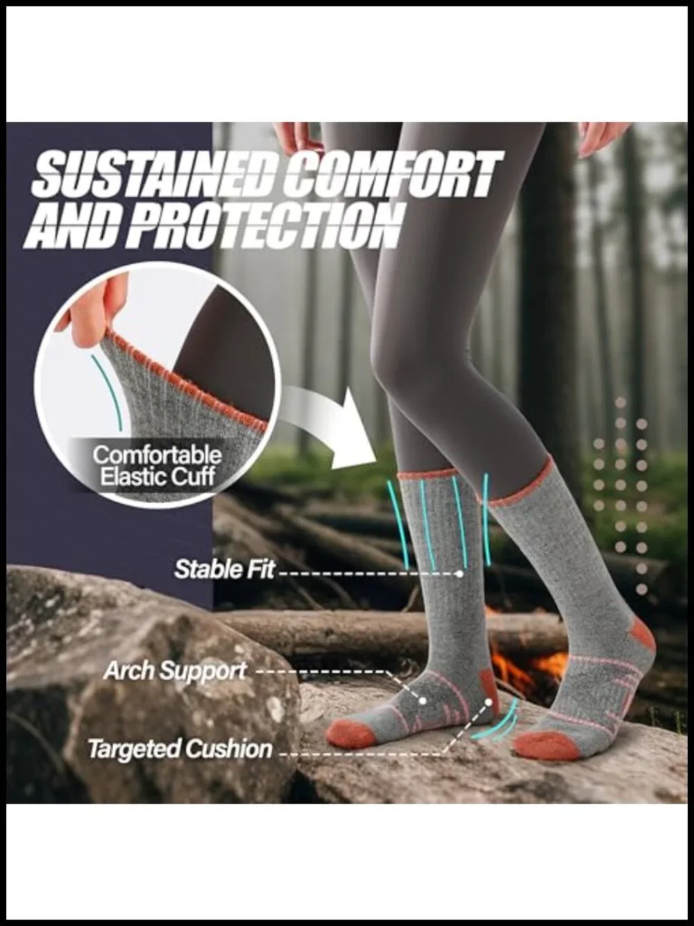 Merino Wool Hiking Socks 5 Pairs Crew Boot Work Socks Men Women